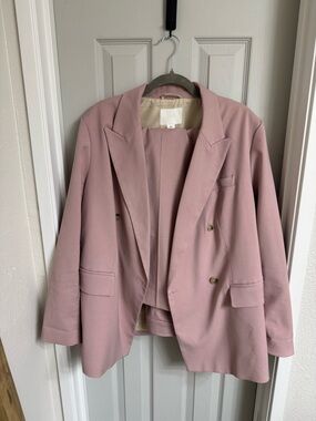 H&M Pink 💗 Suit Blazer + Trousers Women’s 12